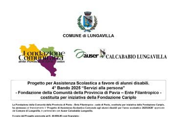 Progetto Fondazione della Comunit&#224; della Provincia di Pavia - raccolta donazioni